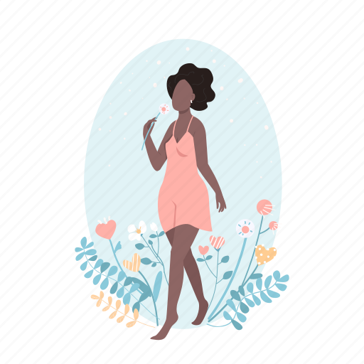 African, woman, flower, beauty, wellness illustration - Download on Iconfinder