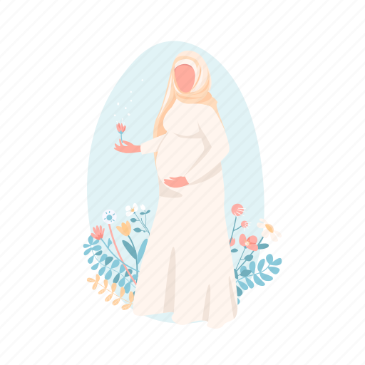Muslim, arab, woman, pregnant, mother illustration - Download on Iconfinder