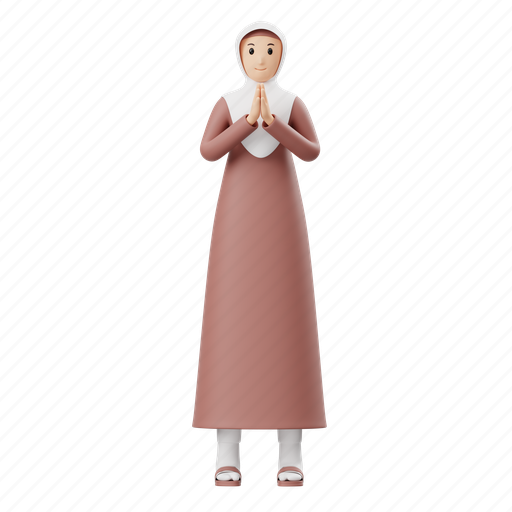 Muslim, woman, greetings, happy, ramadan, islamic, hijab 3D illustration - Download on Iconfinder