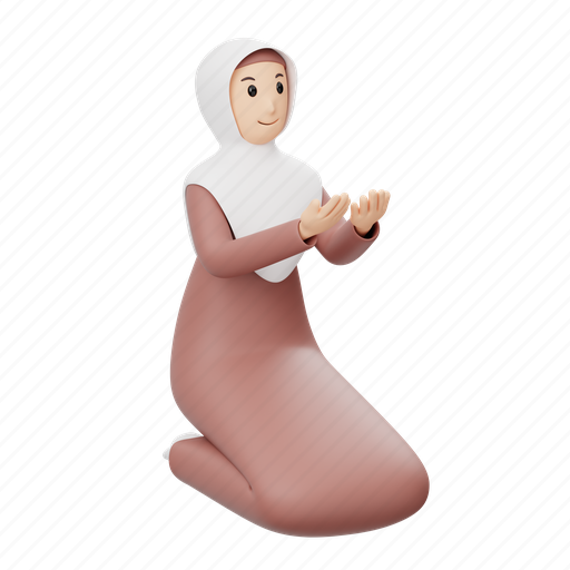 Muslim, woman, praying, pray, hijab, islamic, religion 3D illustration - Download on Iconfinder
