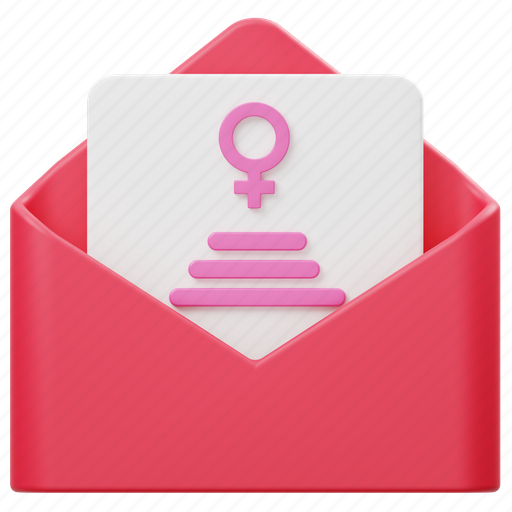 Letter, envelope, mail, message, communication, gender, womens day 3D illustration - Download on Iconfinder