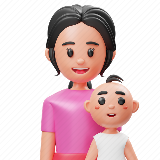 Mother, baby, children, super women, family, womans day, mother day 3D illustration - Download on Iconfinder
