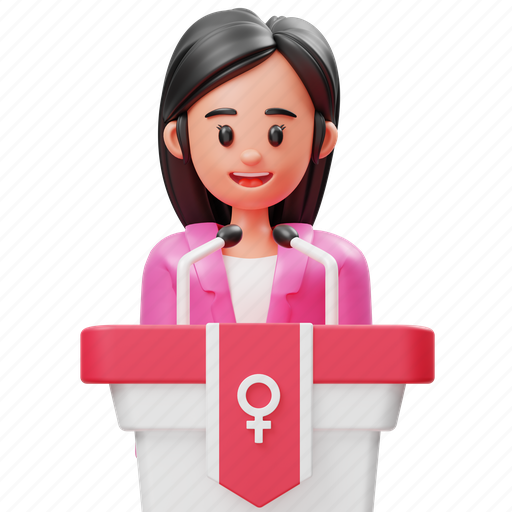 Woman, speech, campaign, gender, sex, talk, female 3D illustration - Download on Iconfinder
