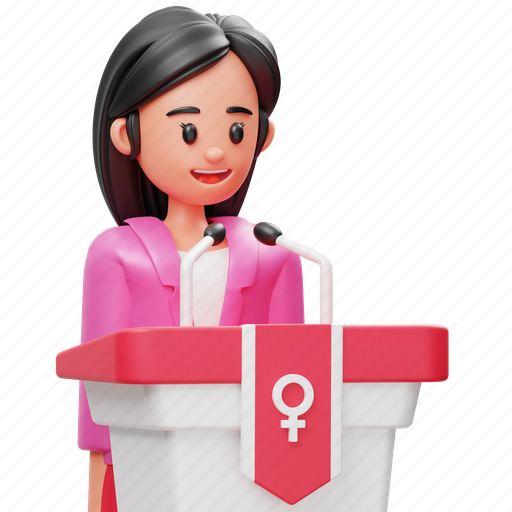 Woman, speech, communication, campaign, talk, female, gender 3D illustration - Download on Iconfinder