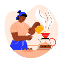 making, coffee, drink, beverage, woman, character 