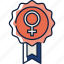 badge, award, medal, women, female symbol, woman, female 
