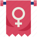 banner, female, female symbol, flag, woman, womens day, girl