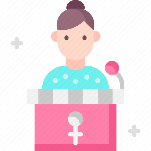 Conference, feminism, podium, presentation, womens day icon - Download on Iconfinder