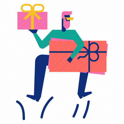 Gift, happy, jump, man, shopping icon - Download on Iconfinder