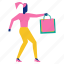 bag, character, give, shopping, woman 