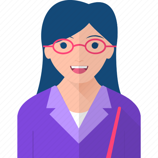 Girl, glasses, happy, occupations, pointer, teacher, young icon - Download on Iconfinder