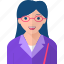 girl, glasses, happy, occupations, pointer, teacher, young 