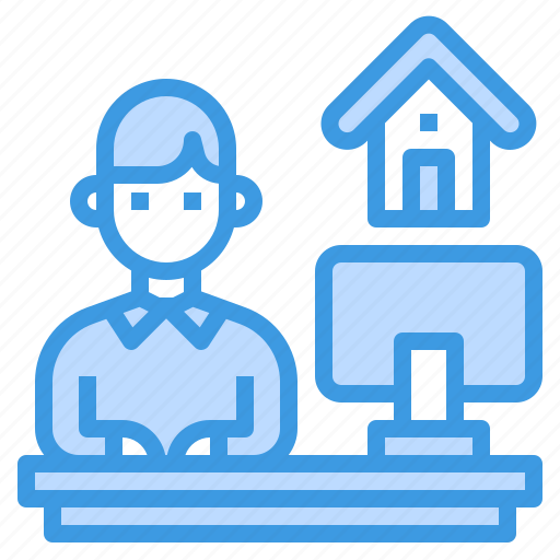 Desk, home, man, office, studio, work, work from home icon - Download on Iconfinder
