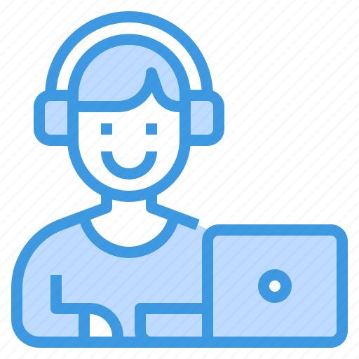 Computer, headphone, online, work, work from home, working icon - Download on Iconfinder