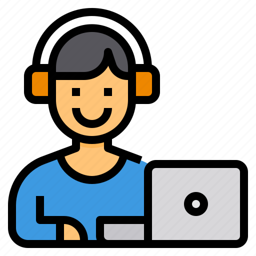 Computer, headphone, home, online, work, work from home, working icon - Download on Iconfinder
