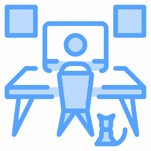 Cat, computer, desk, home, work icon - Download on Iconfinder