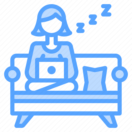 Home, job, sleep, sofa, woman, work icon - Download on Iconfinder