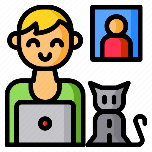 Cat, freelance, home, man, work icon - Download on Iconfinder