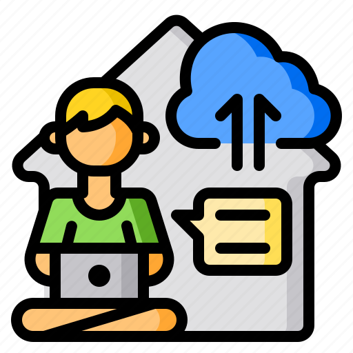 Cloud, home, labtop, man, work icon - Download on Iconfinder