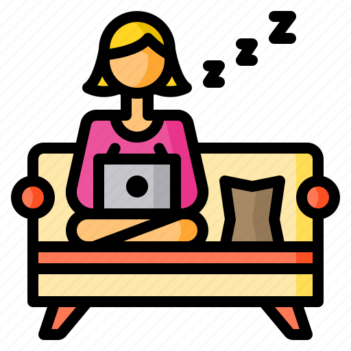 Home, job, sleep, sofa, woman, work icon - Download on Iconfinder
