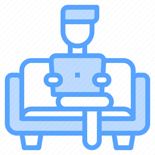 Laptop, man, relax, sofa, work icon - Download on Iconfinder