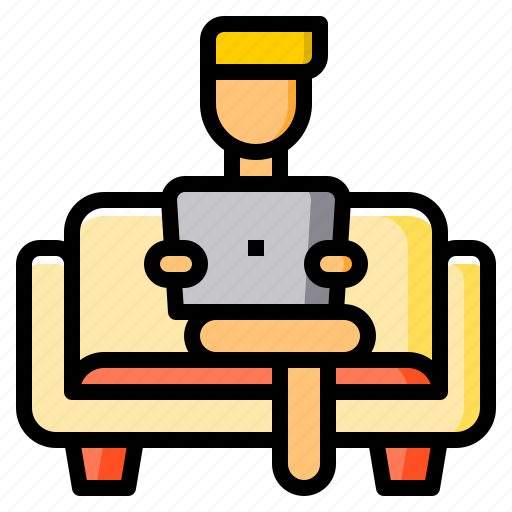 Laptop, man, relax, sofa, work icon - Download on Iconfinder