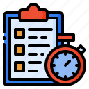 check, clipboard, deadline, list, schedule, stopwatch, time