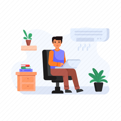 Remote working, remote employee, work from home, employee, online working illustration - Download on Iconfinder