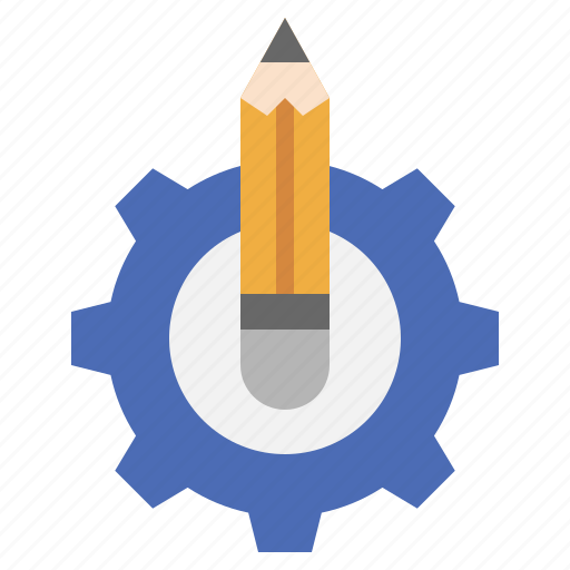 Pencil, create, work, in, progress, gear, creative icon - Download on Iconfinder
