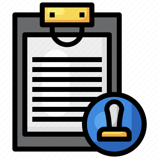 Stamped, clipboard, checklist, file, document icon - Download on Iconfinder
