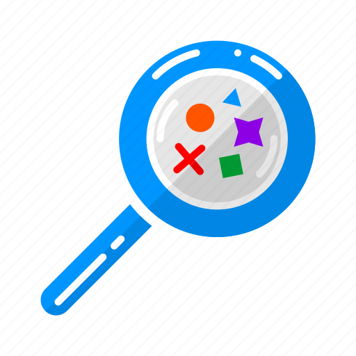 Benchmark, creative process, google, magnifying glass, references, results, search icon - Download on Iconfinder