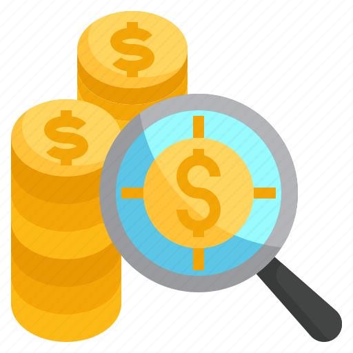 Money, analysis, business, finance, coin, magnifying, glass icon - Download on Iconfinder