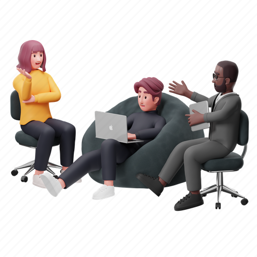 Team, discussion, people, group, working, business 3D illustration - Download on Iconfinder