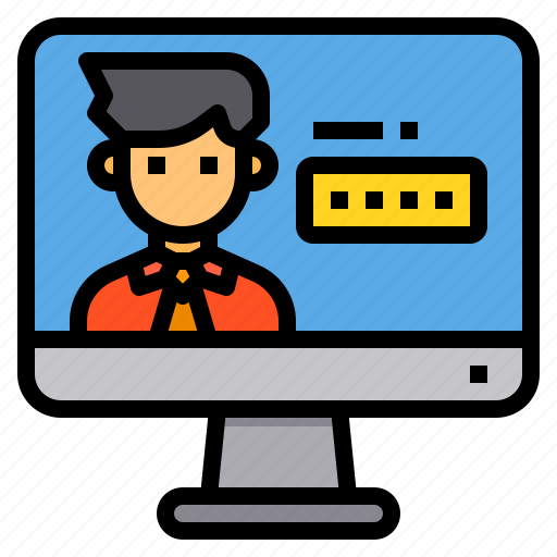 Businessman, computer, office, password, pc icon - Download on Iconfinder