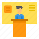 business, podium, present, speech
