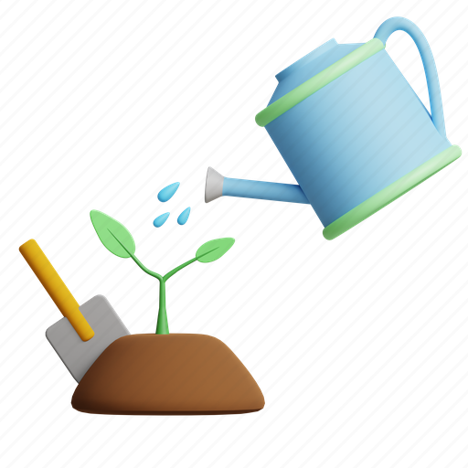 Watering plant, gardening, farming, agriculture, plant, go green, environment 3D illustration - Download on Iconfinder