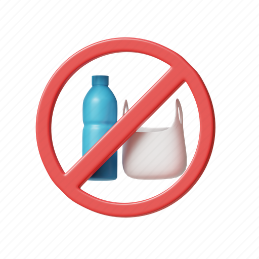 No plastic, sign, environment, illustration, pollution, trash 3D illustration - Download on Iconfinder