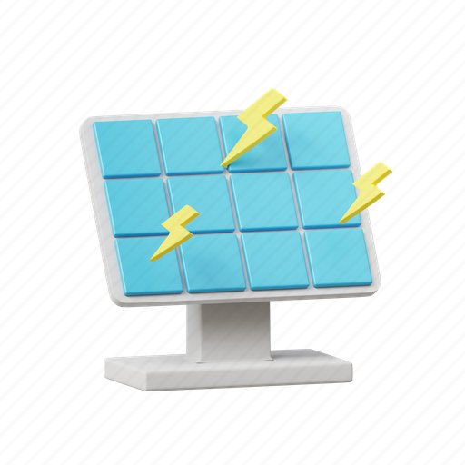Energy, solar panel, environment, electricity, eco, power, light 3D illustration - Download on Iconfinder