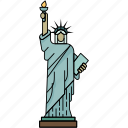 building, landmark, famous, statue of liberty, usa, new york, america