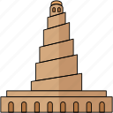 building, landmark, famous, samarra, iraq, minaret, mosque