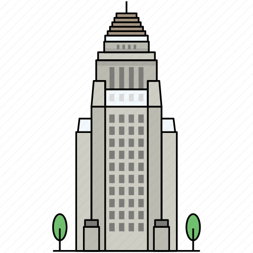 Building, landmark, famous, los angeles, city hall, california, historic icon - Download on Iconfinder