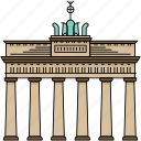 building, landmark, famous, branbenburg, gate, berlin, germany