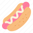 hotdog, junk food, sausage, mustard, sauce, ketchup, chili sauce, lunch, hotdog sandwich