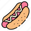 hotdog, bread, sausage, mustard, sauce, ketchup, sandwich, lunch, hotdog sandwich 