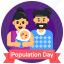 family, population day, population day banner, couple, couple with child 