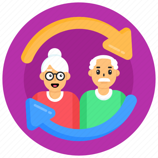 Persons turnover, family turnover, elderly turnover, people replacement, old couple icon - Download on Iconfinder
