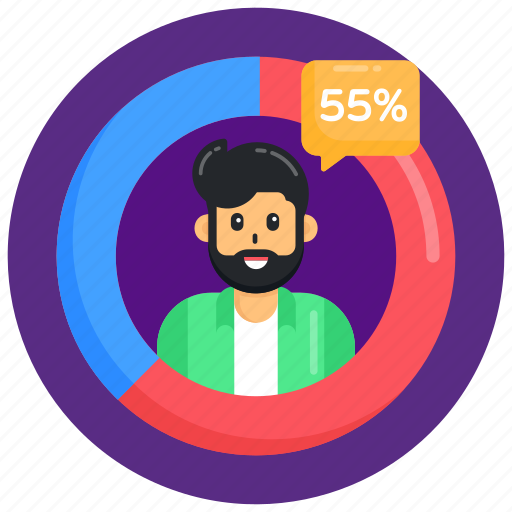 Pie chart, population chart, population graph, demographics, male percentage icon - Download on Iconfinder
