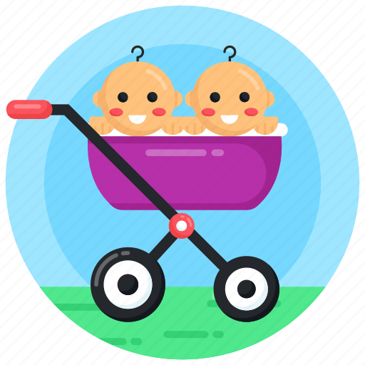 Babies pram, babies stroller, babies cart, twins, babies carriage icon - Download on Iconfinder