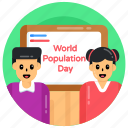 population day, population day banner, couple, population day notice, population day volunteers