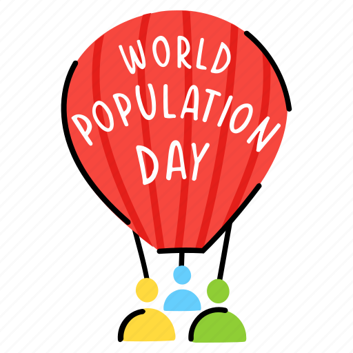 Hot balloon, air balloon, airship, population day, parachute sticker - Download on Iconfinder